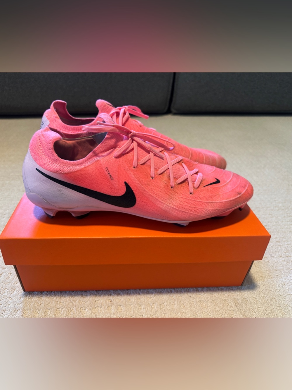 Nike Phantom GX II Pink Soccer Cleats with Black Swoosh